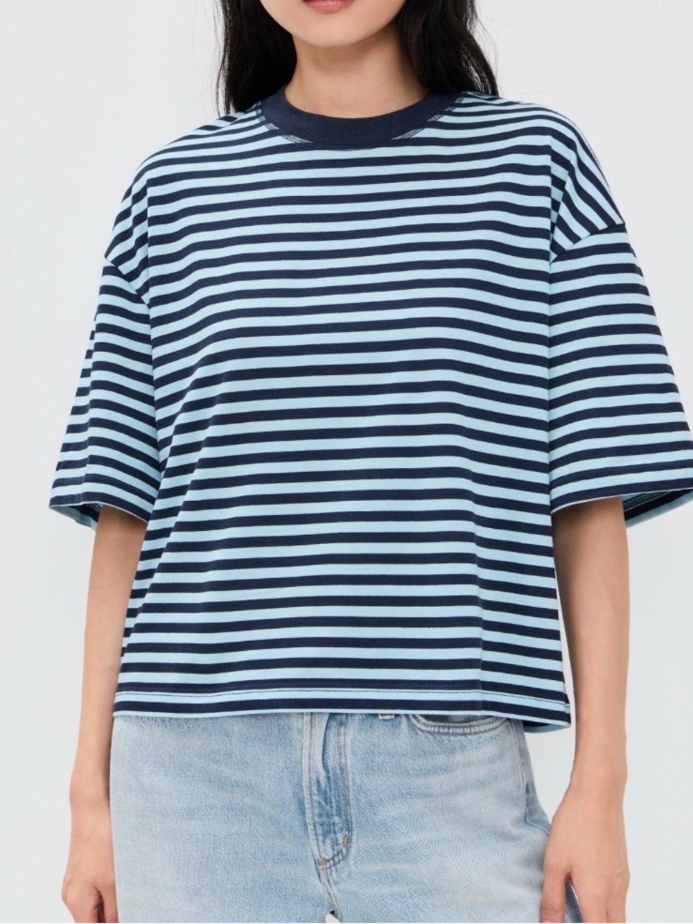 Bloom Short Sleeve Tee in Navy Sea Stripe - Picture 1 of 3